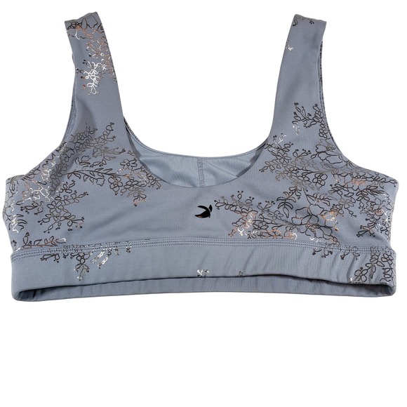 GLYDER Blue Snowflake Print Sports Bra Tank Top Size L Athletic Fitness - Picture 2 of 6